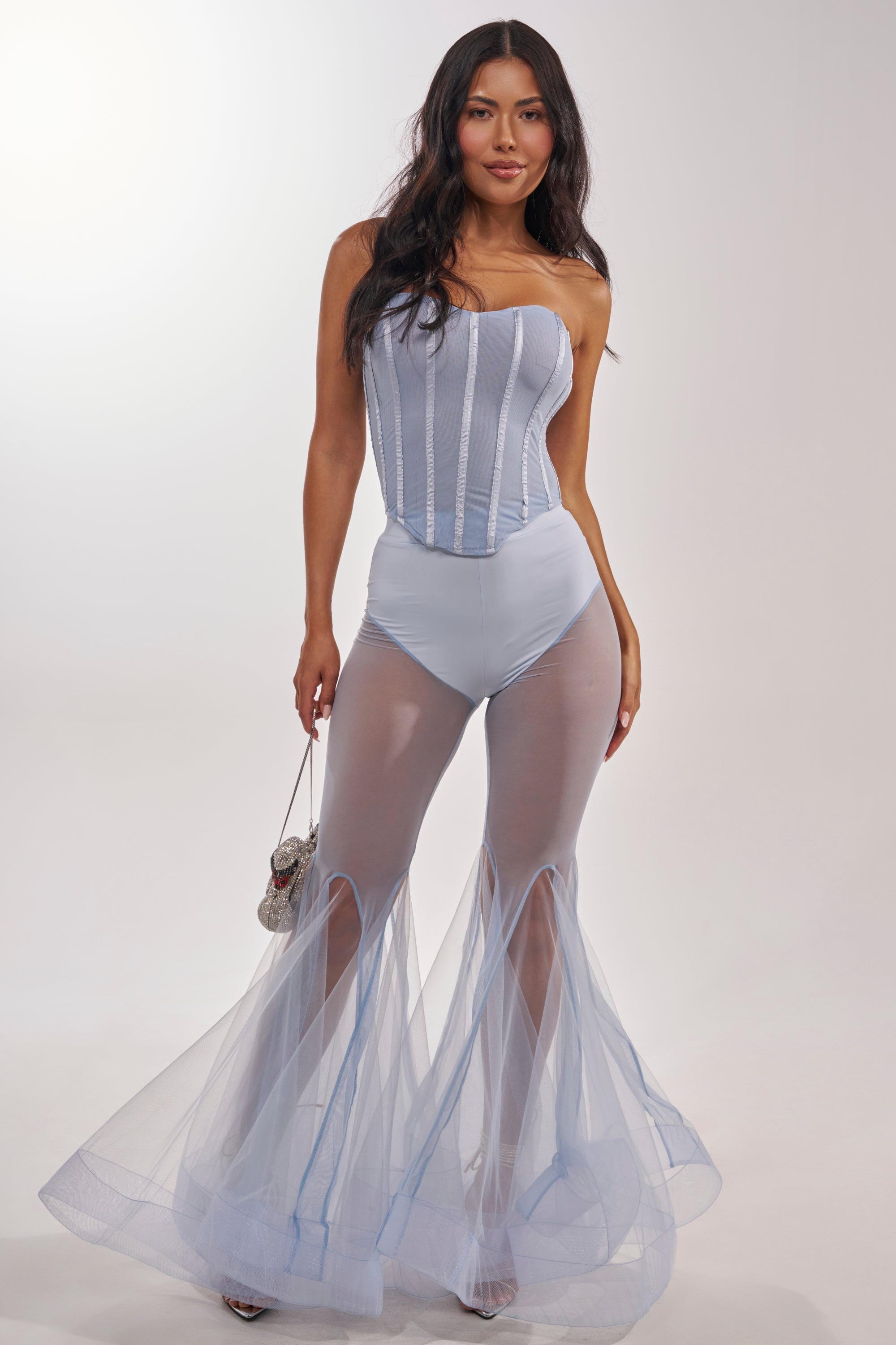 FEELING BLUE MESH FLARE PANT