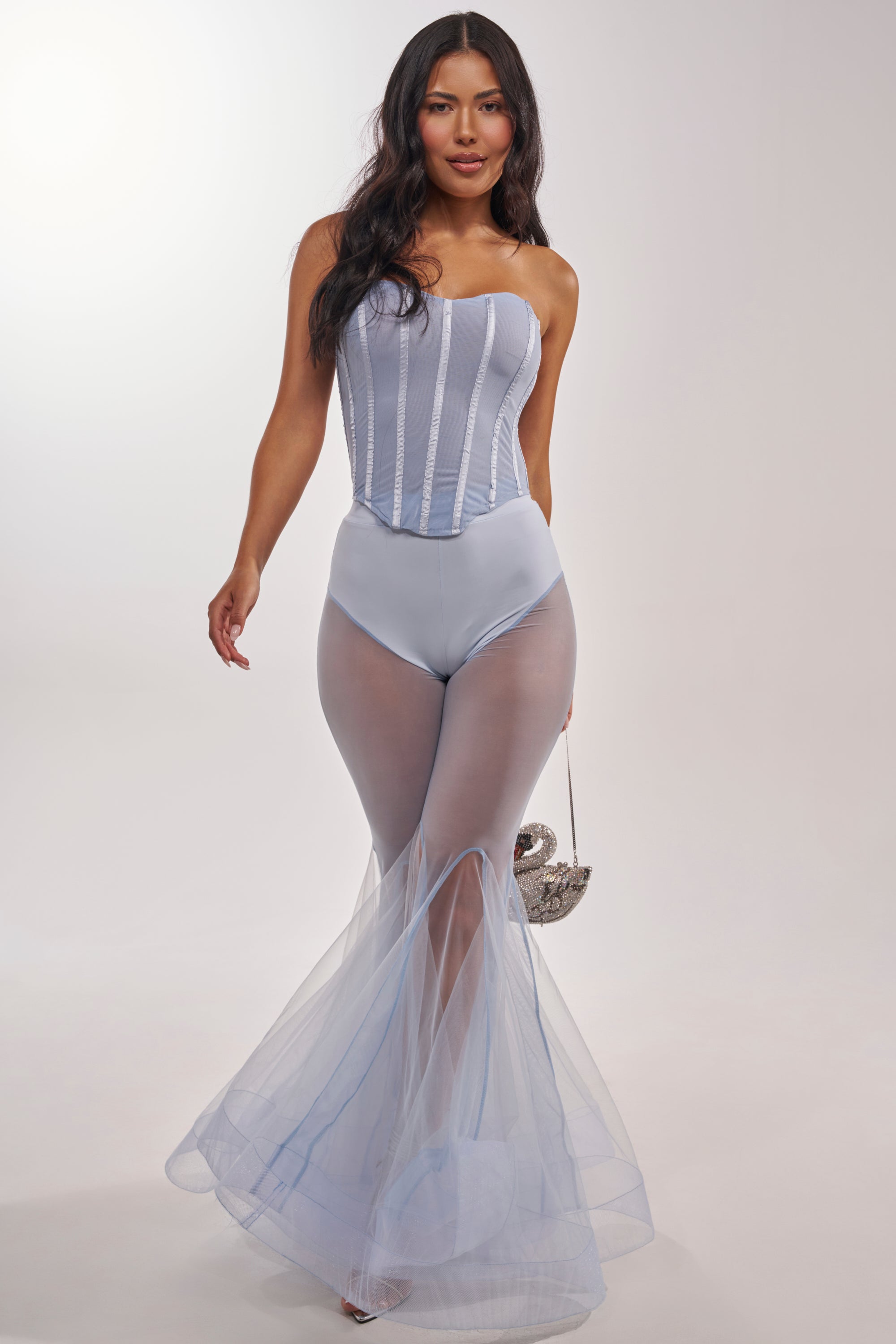 FEELING BLUE MESH FLARE PANT