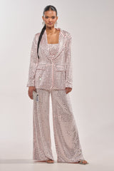 LILA EMBELLISHED SATIN TROUSER IN LIGHT PINK
