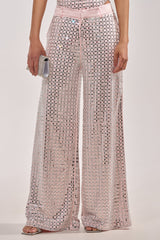 LILA EMBELLISHED SATIN TROUSER IN LIGHT PINK