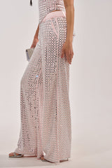 LILA EMBELLISHED SATIN TROUSER IN LIGHT PINK