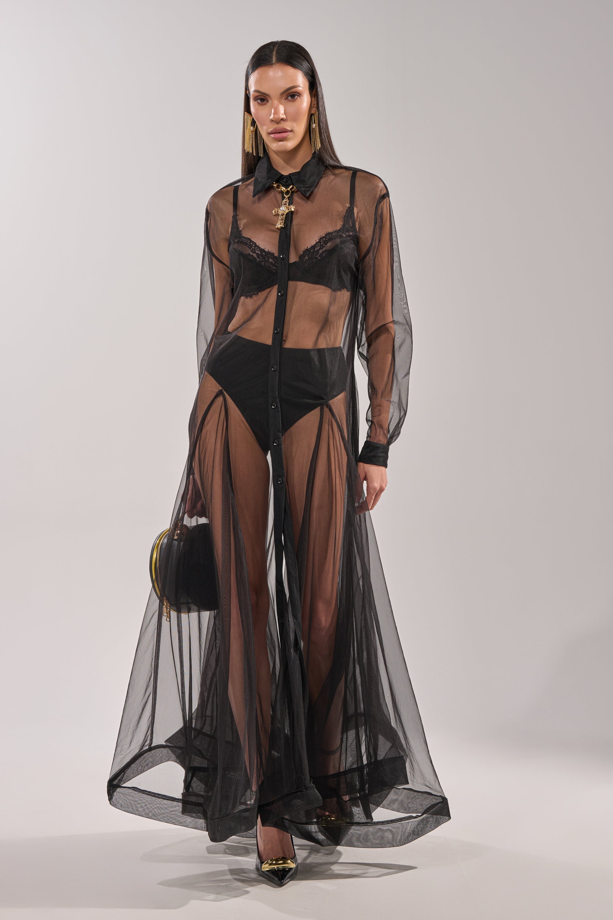 COOL GIRL MESH LAYERING MAXI DRESS