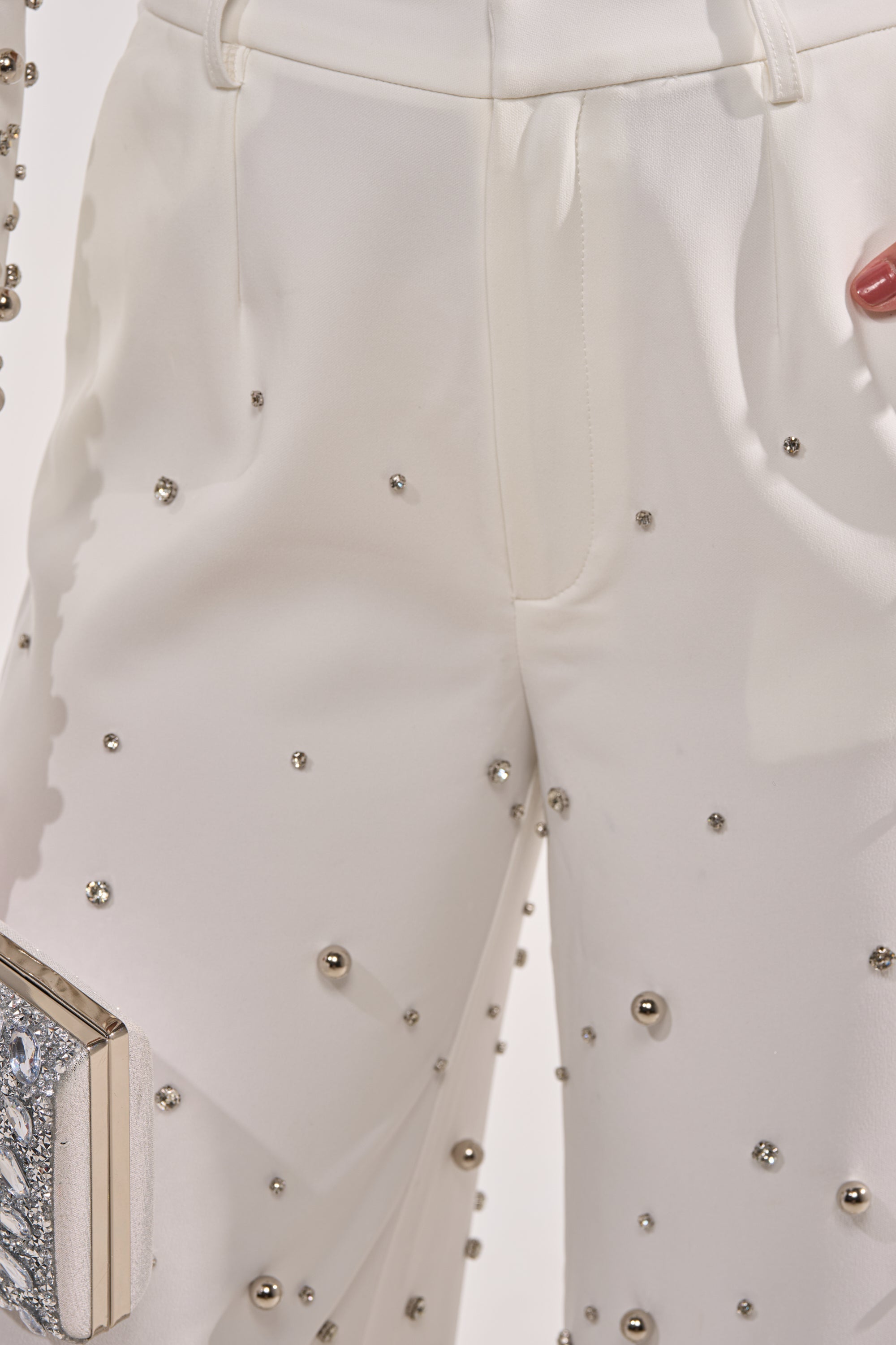 GET CLOSER EMBELLISHED TROUSER IN WHITE