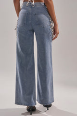 DIAMOND LOVER RELAXED DENIM WITH RHINESTONE