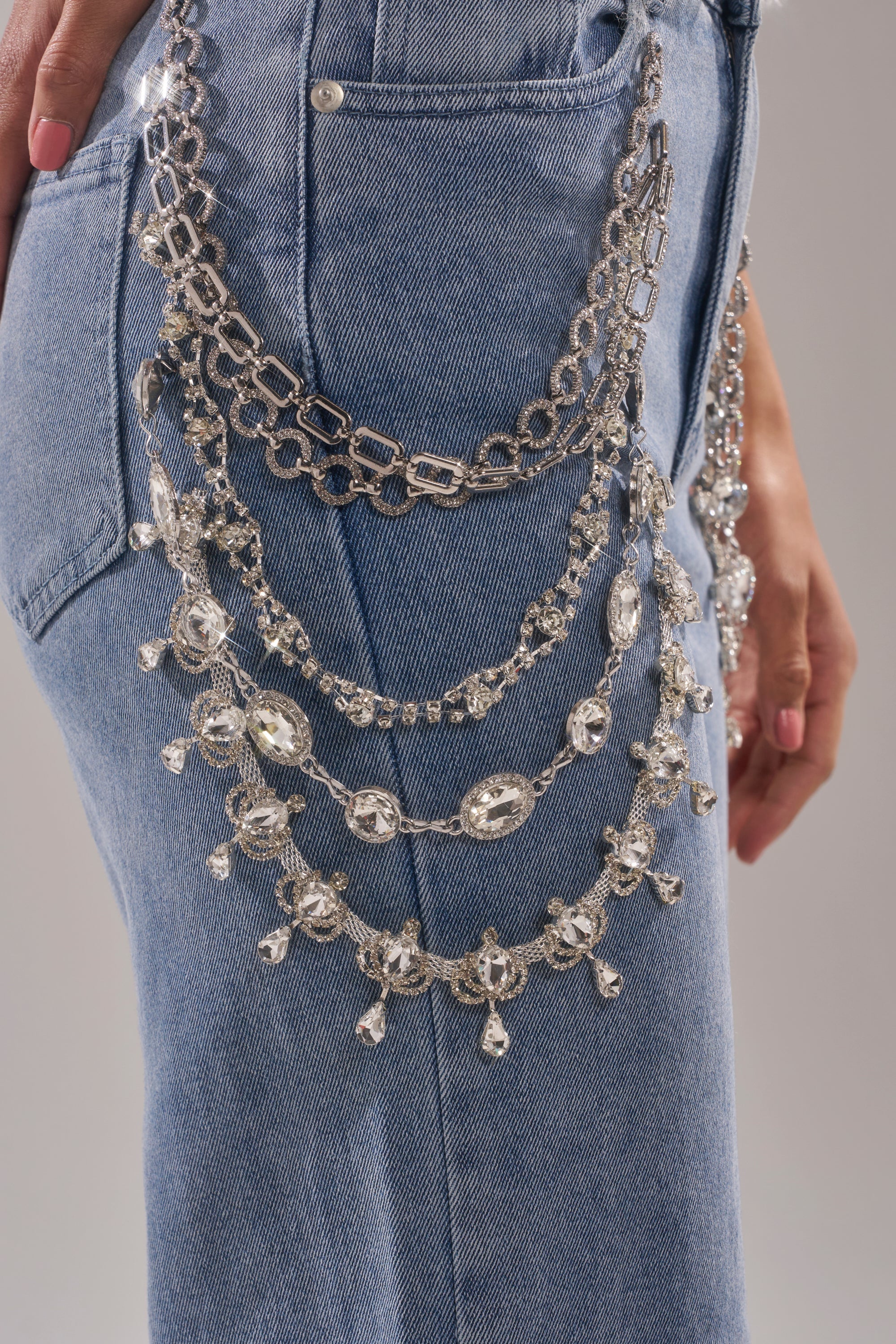 DIAMOND LOVER RELAXED DENIM WITH RHINESTONE