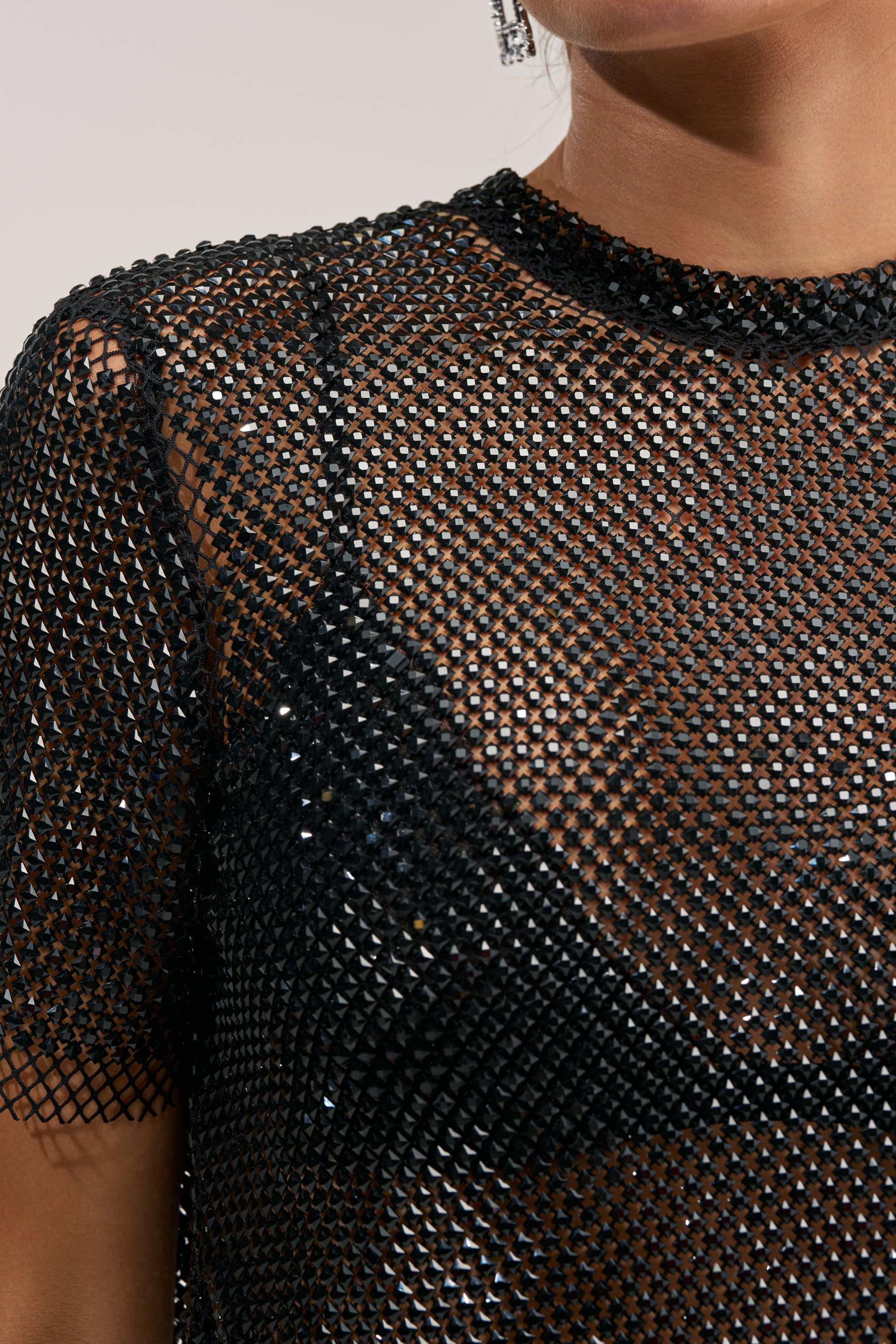 JUST A FEELING RHINESTONE TEE IN BLACK