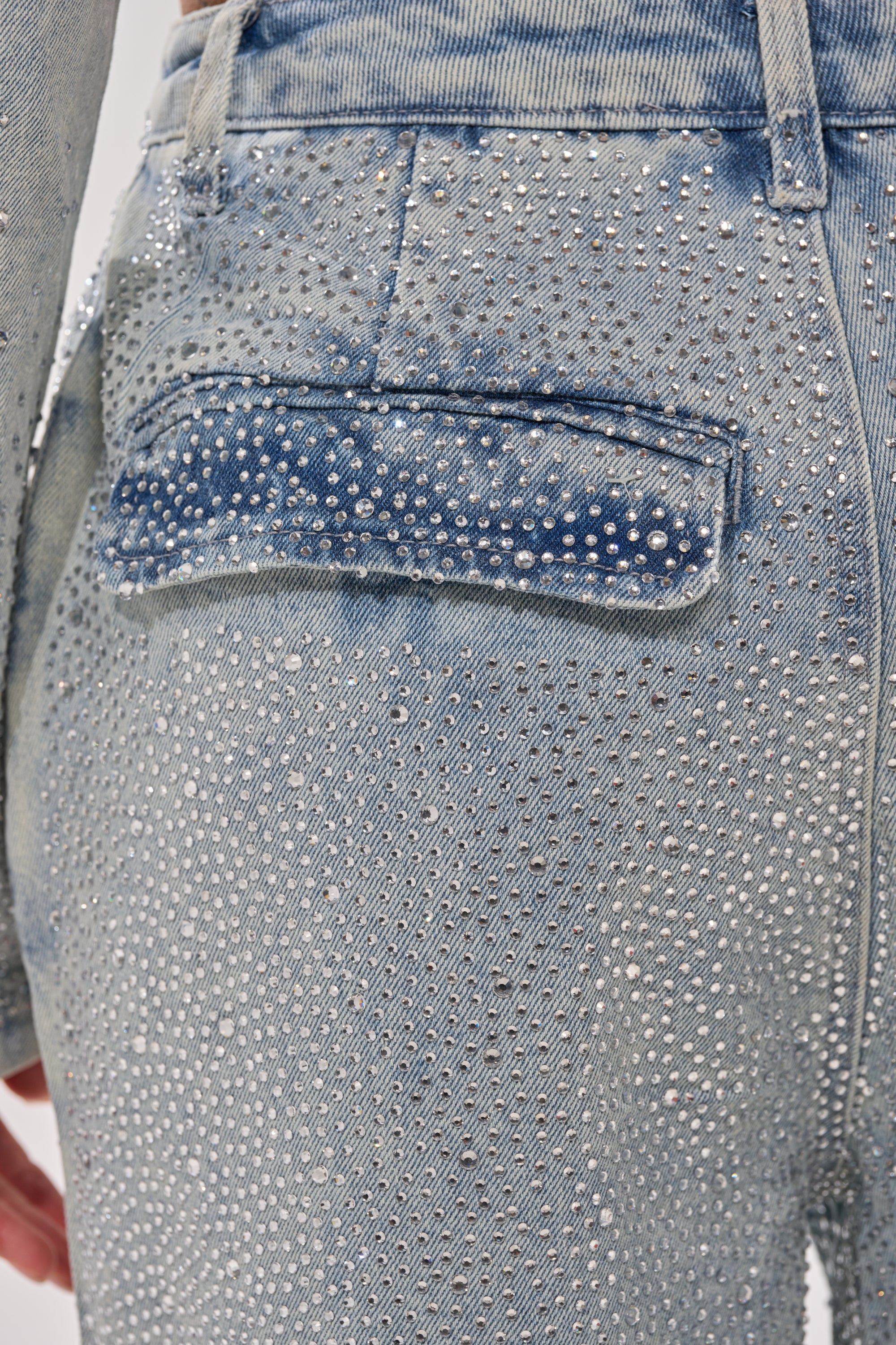 LIGHTS OUT RHINESTONE WIDE LEG DENIM