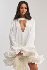 GIRLY GIRL SATIN MINI DRESS IN WHITE