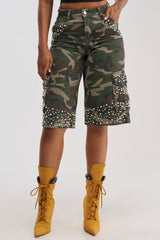 LUXURIOUS CAMO BERMUDA CARGO SHORTS