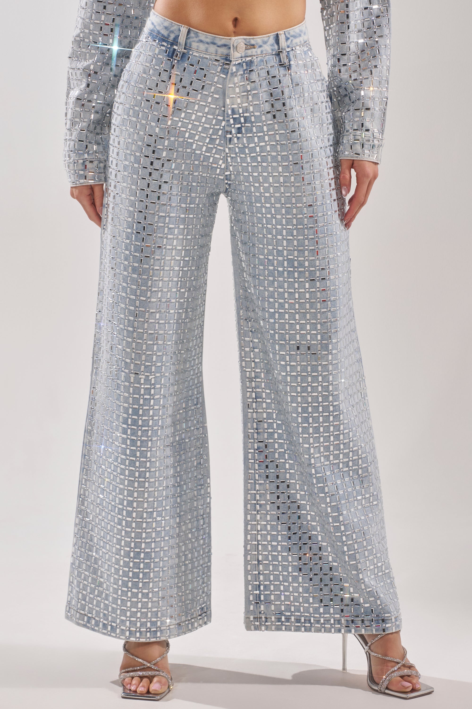 PICK N CHOOSE RHINESTONE WIDE LEG DENIM