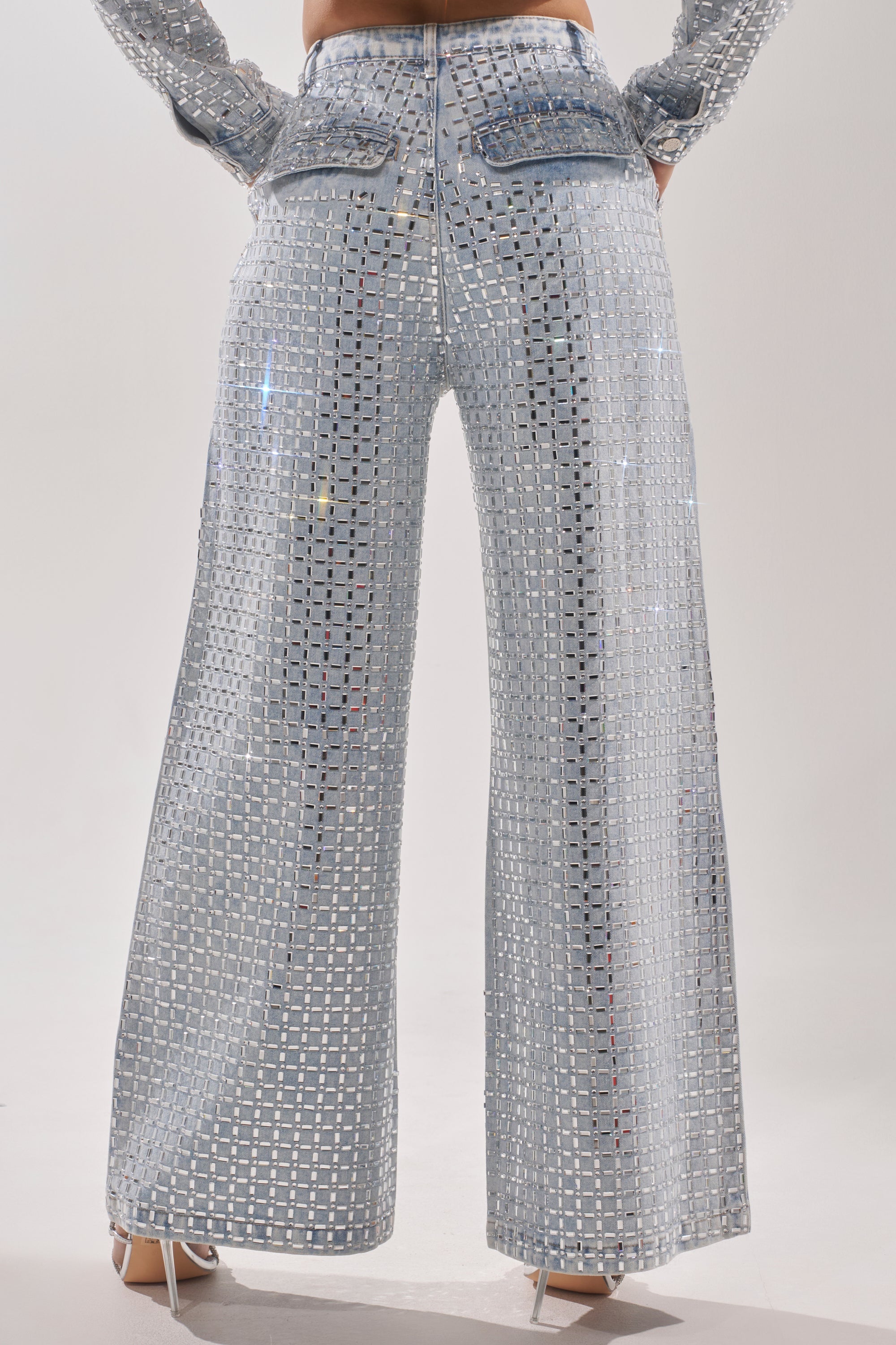 PICK N CHOOSE RHINESTONE WIDE LEG DENIM