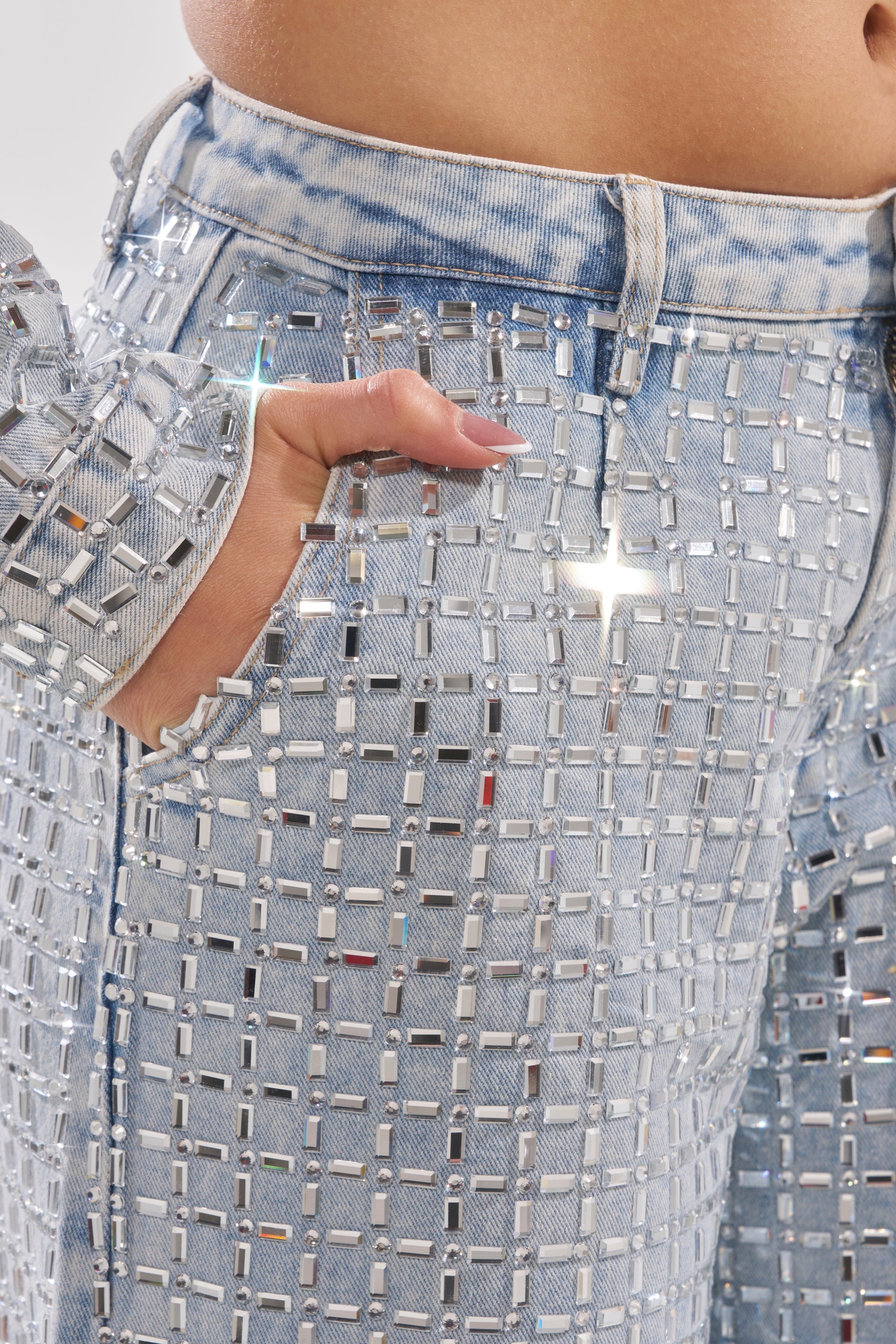 PICK N CHOOSE RHINESTONE WIDE LEG DENIM