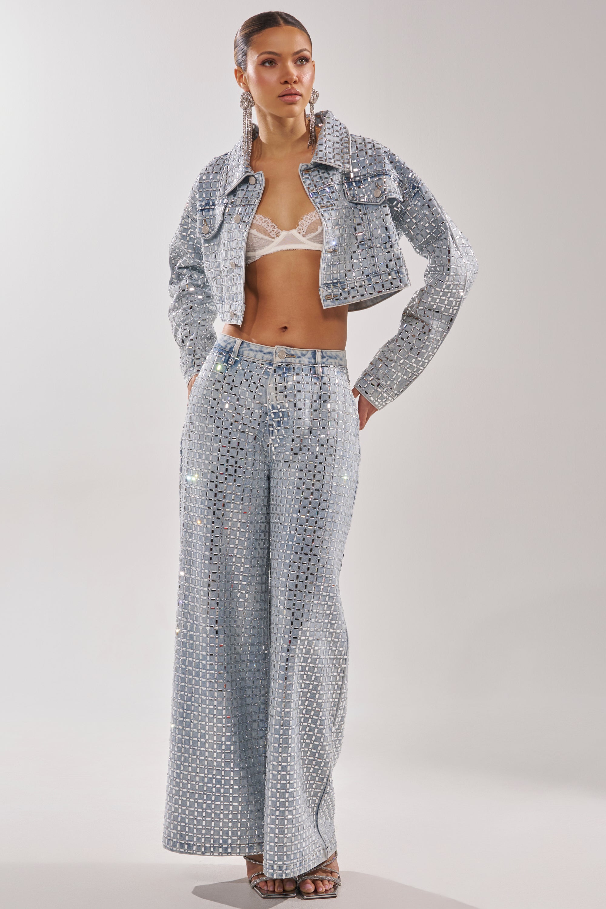 PICK N CHOOSE RHINESTONE DENIM JACKET