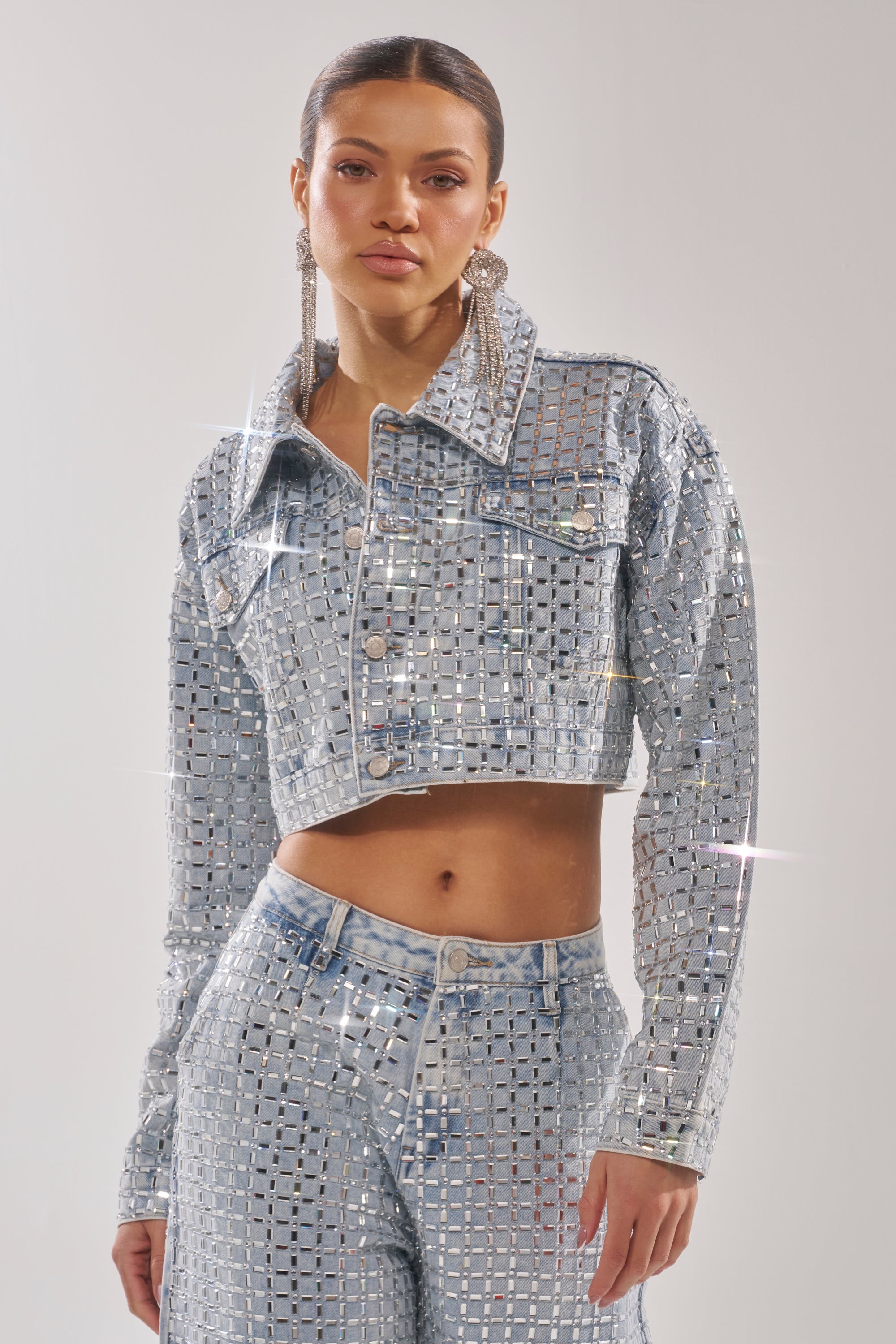 PICK N CHOOSE RHINESTONE DENIM JACKET