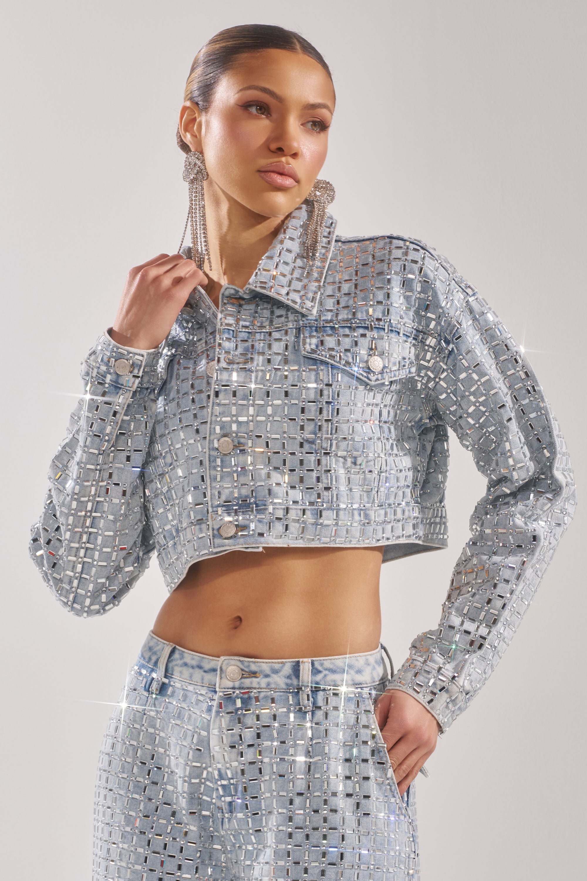 PICK N CHOOSE RHINESTONE DENIM JACKET