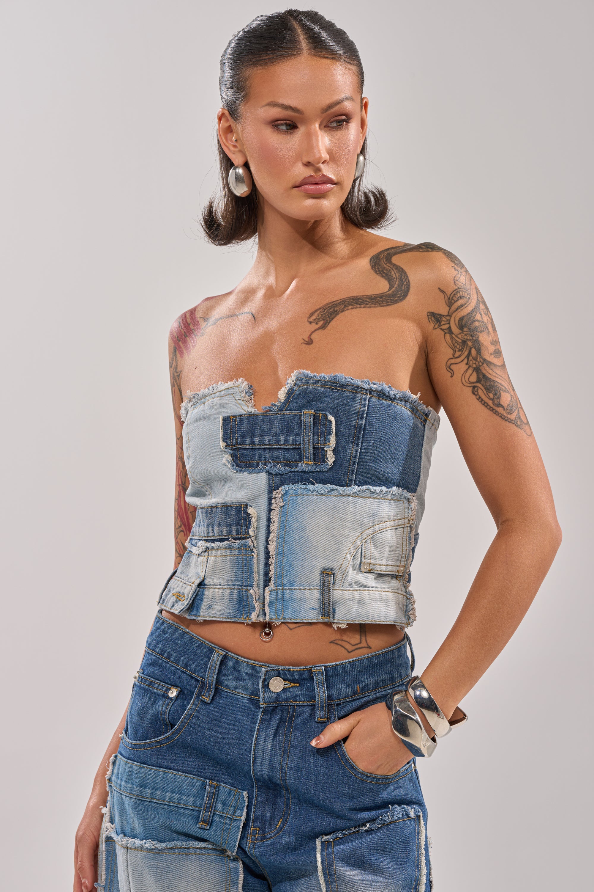 PATCH ME UP DENIM CORSET