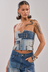PATCH ME UP DENIM CORSET