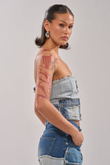 PATCH ME UP DENIM CORSET