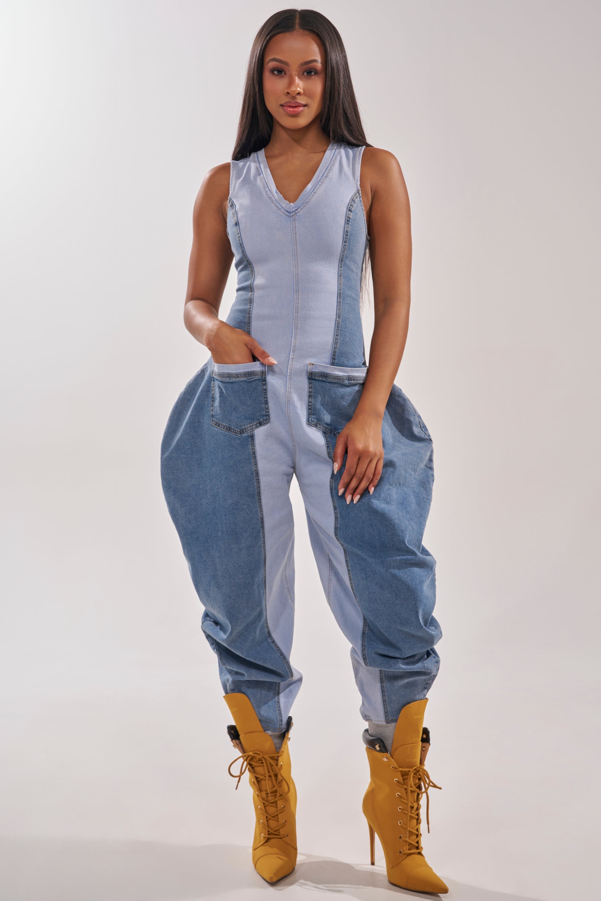 TALK OF THE STREET DENIM JUMPSUIT