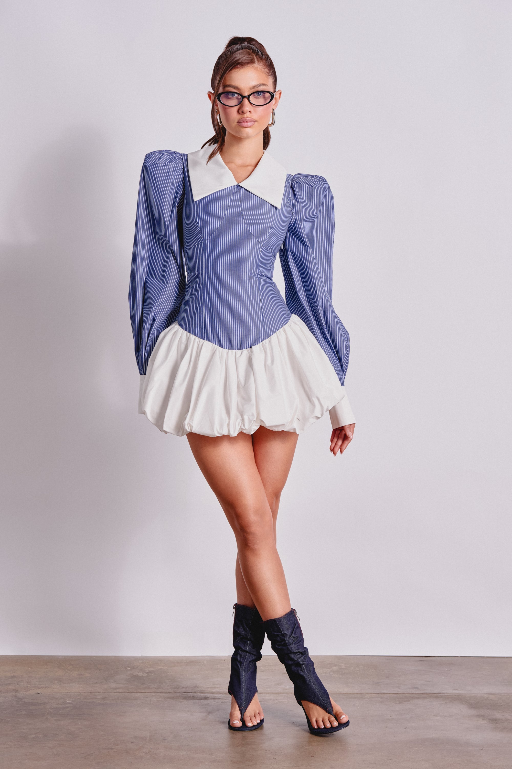 CHELSEA LONG SLEEVE STRIPE MINI DRESS