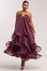 BUDDING ROMANCE ABSTRACT MAXI DRESS IN PURPLE