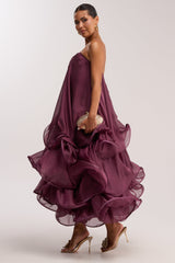 BUDDING ROMANCE ABSTRACT MAXI DRESS IN PURPLE