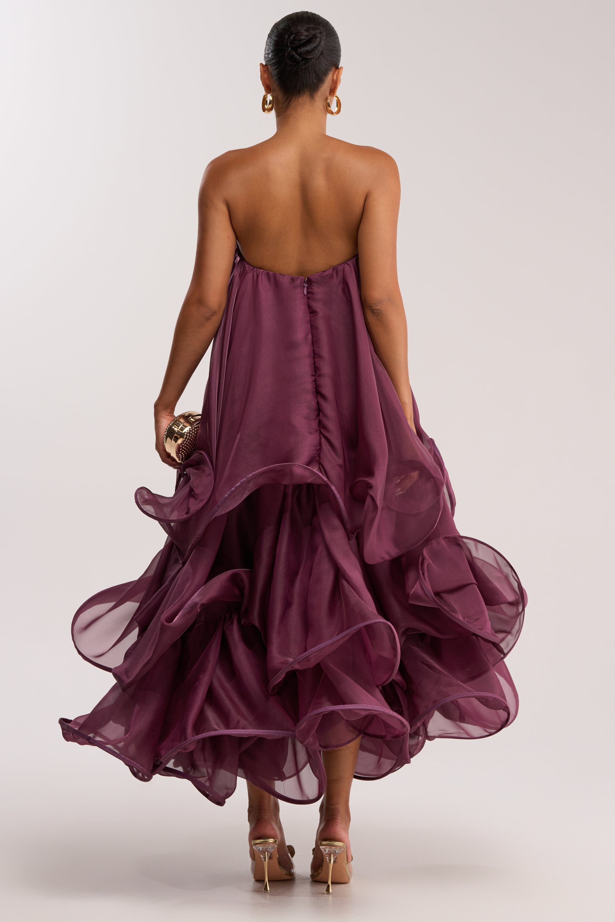 BUDDING ROMANCE ABSTRACT MAXI DRESS IN PURPLE