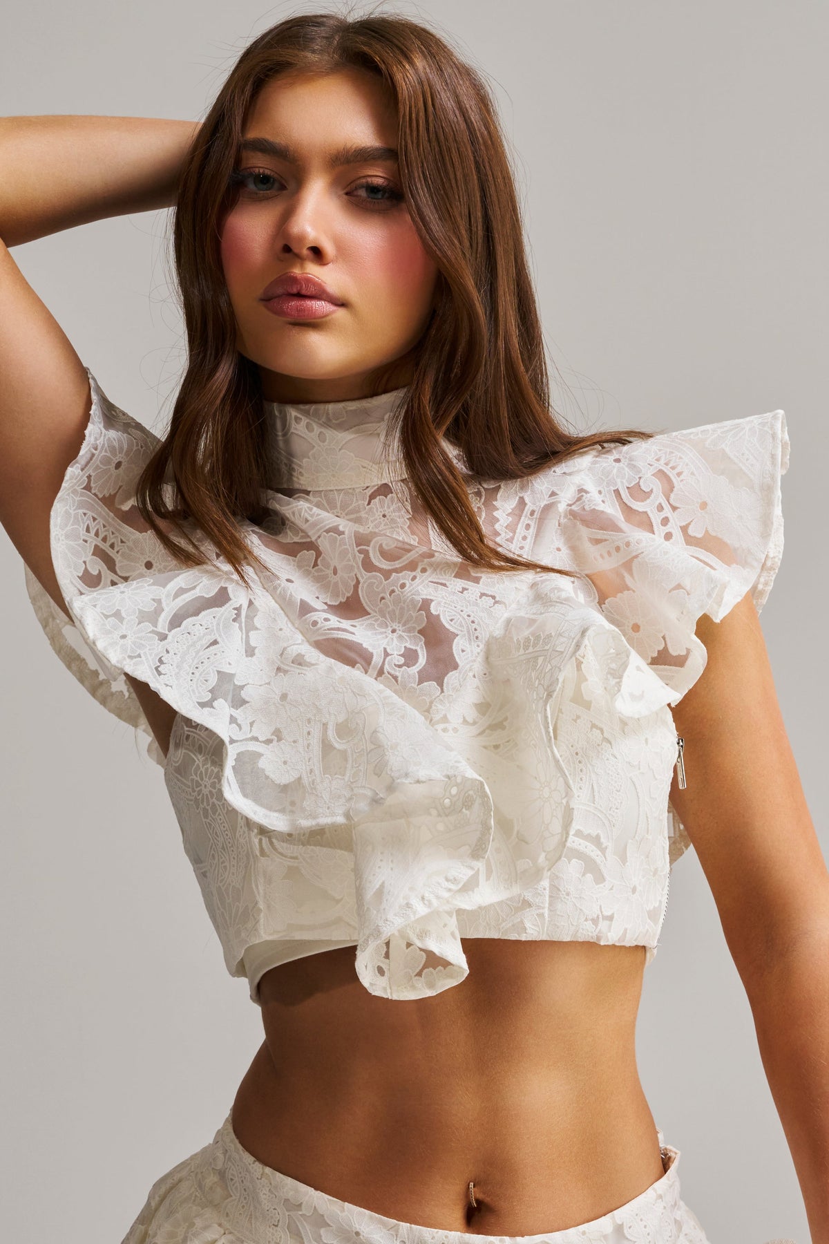 EMMA EMBROIDERED CROPPED BLOUSE