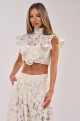 EMMA EMBROIDERED CROPPED BLOUSE