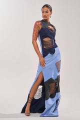 LAST MINUTE MASTERPIECE DISTRESSED MAXI DRESS