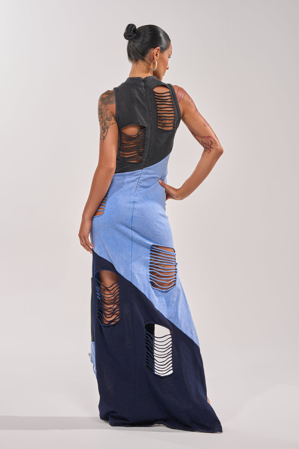 LAST MINUTE MASTERPIECE DISTRESSED MAXI DRESS
