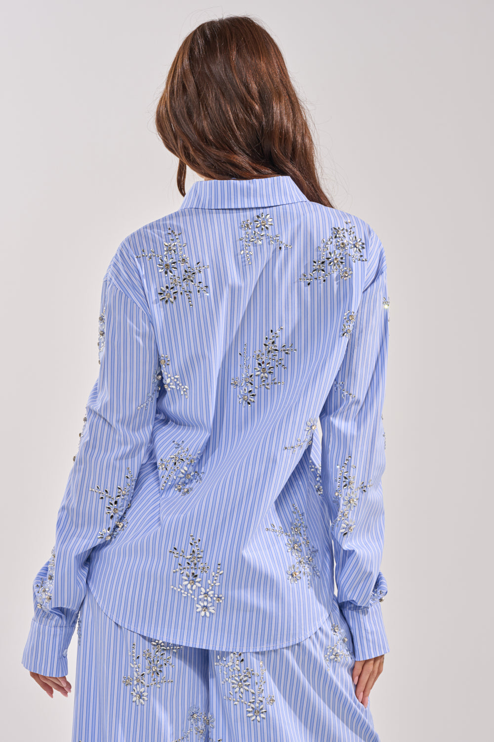 SWEET DREAMS RHINESTONE POPLIN BUTTON DOWN