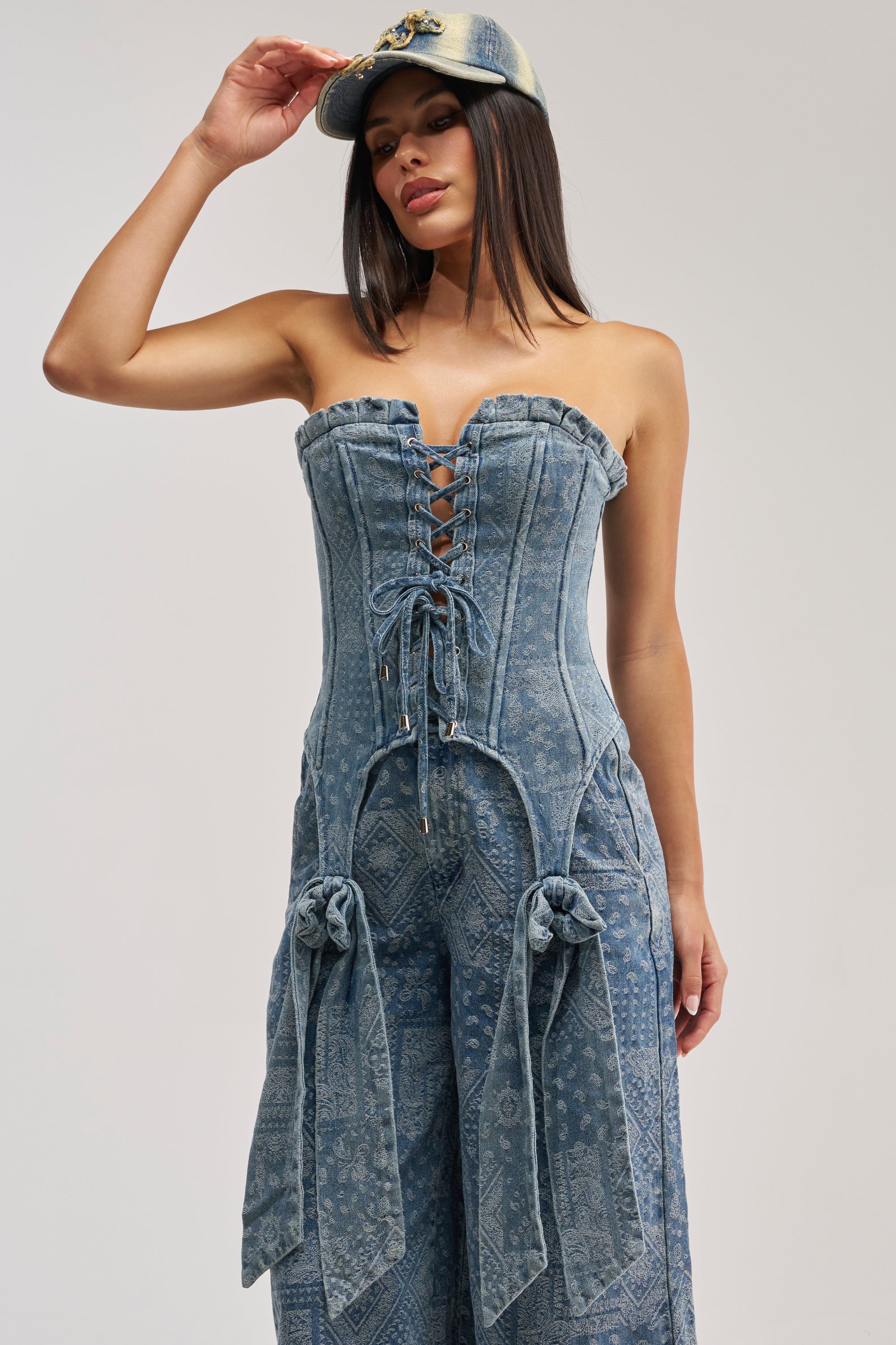 DREAMING BIG PAISLEY DENIM CORSET