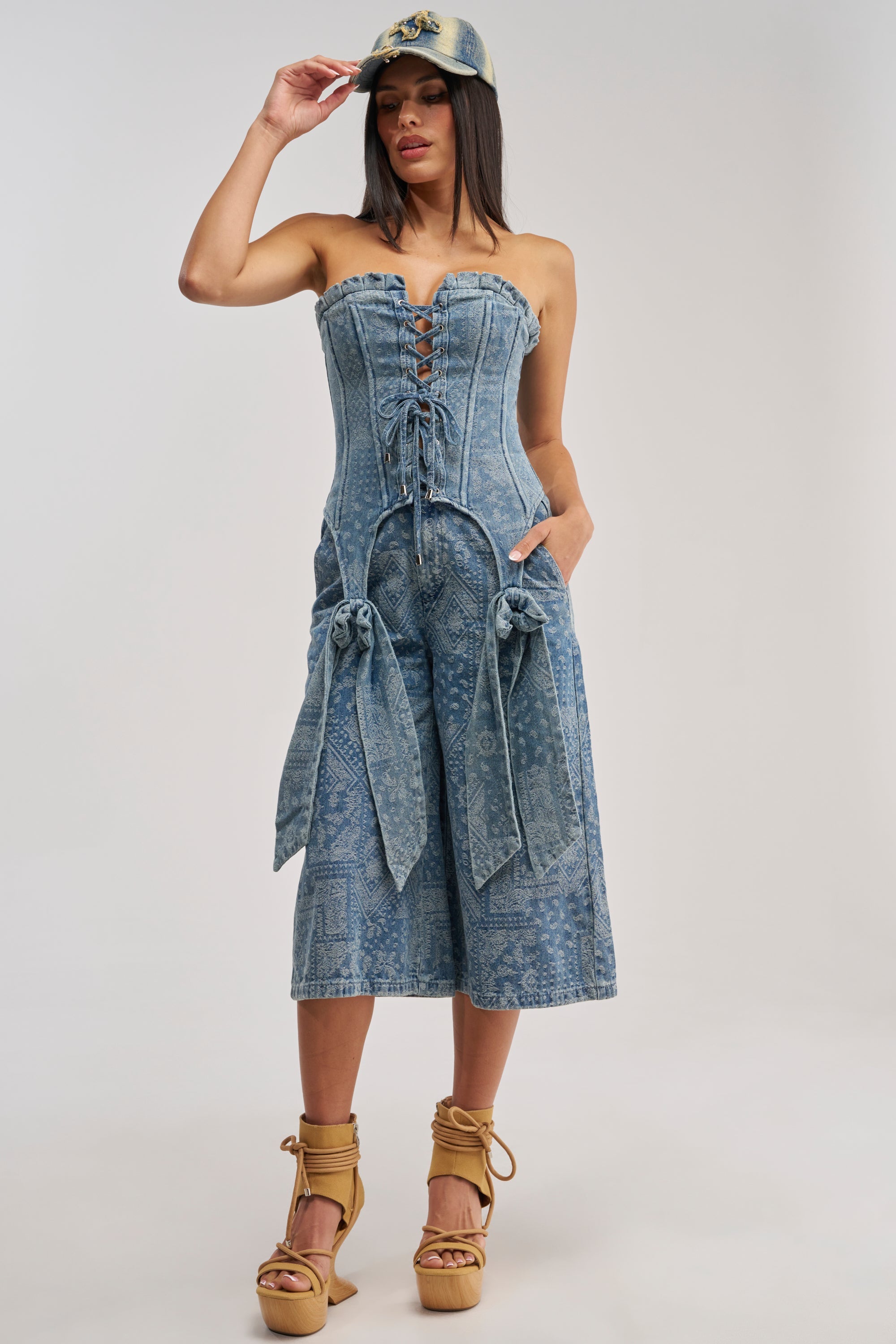DREAMING BIG PAISLEY DENIM CORSET