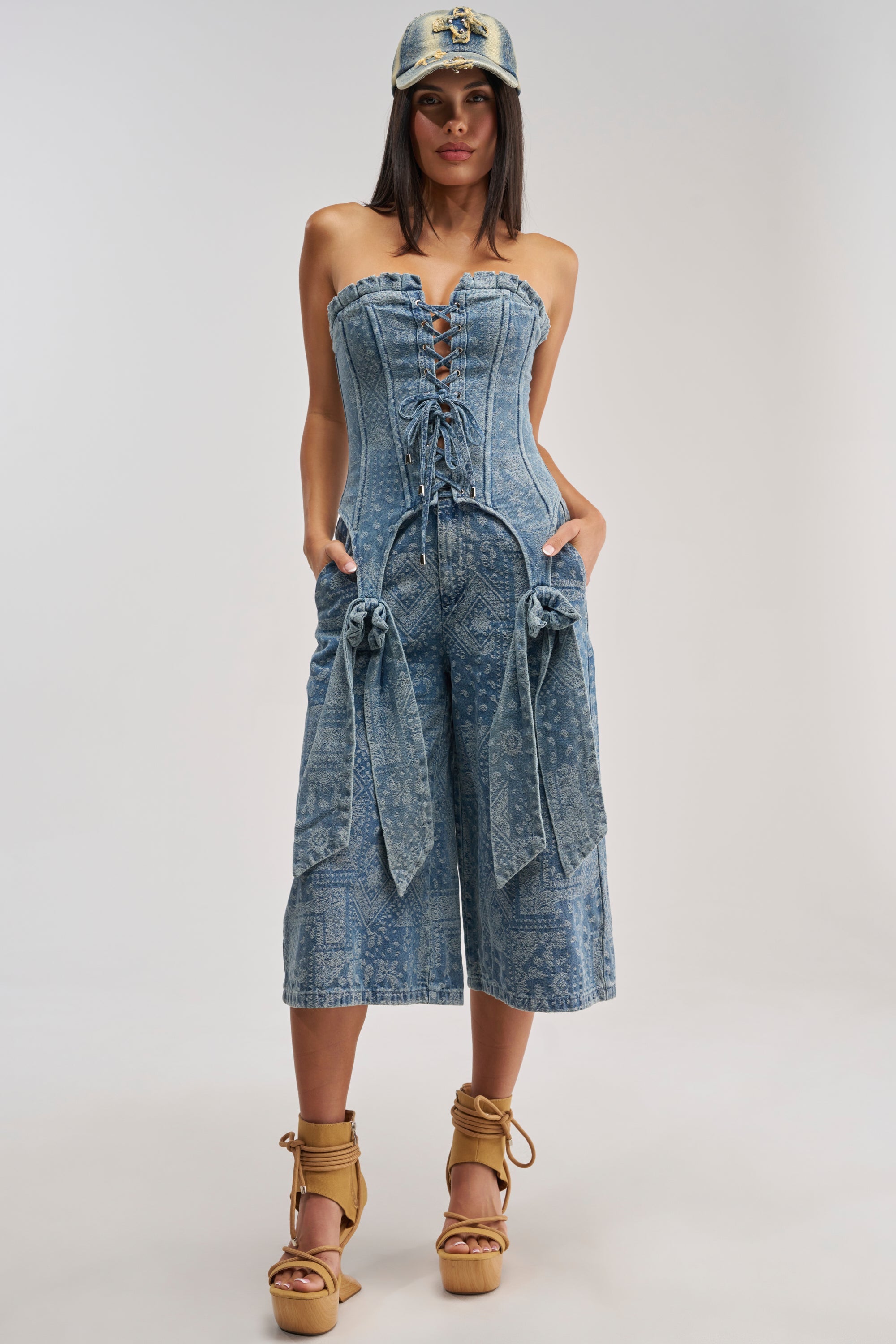 DREAMING BIG PAISLEY DENIM CORSET