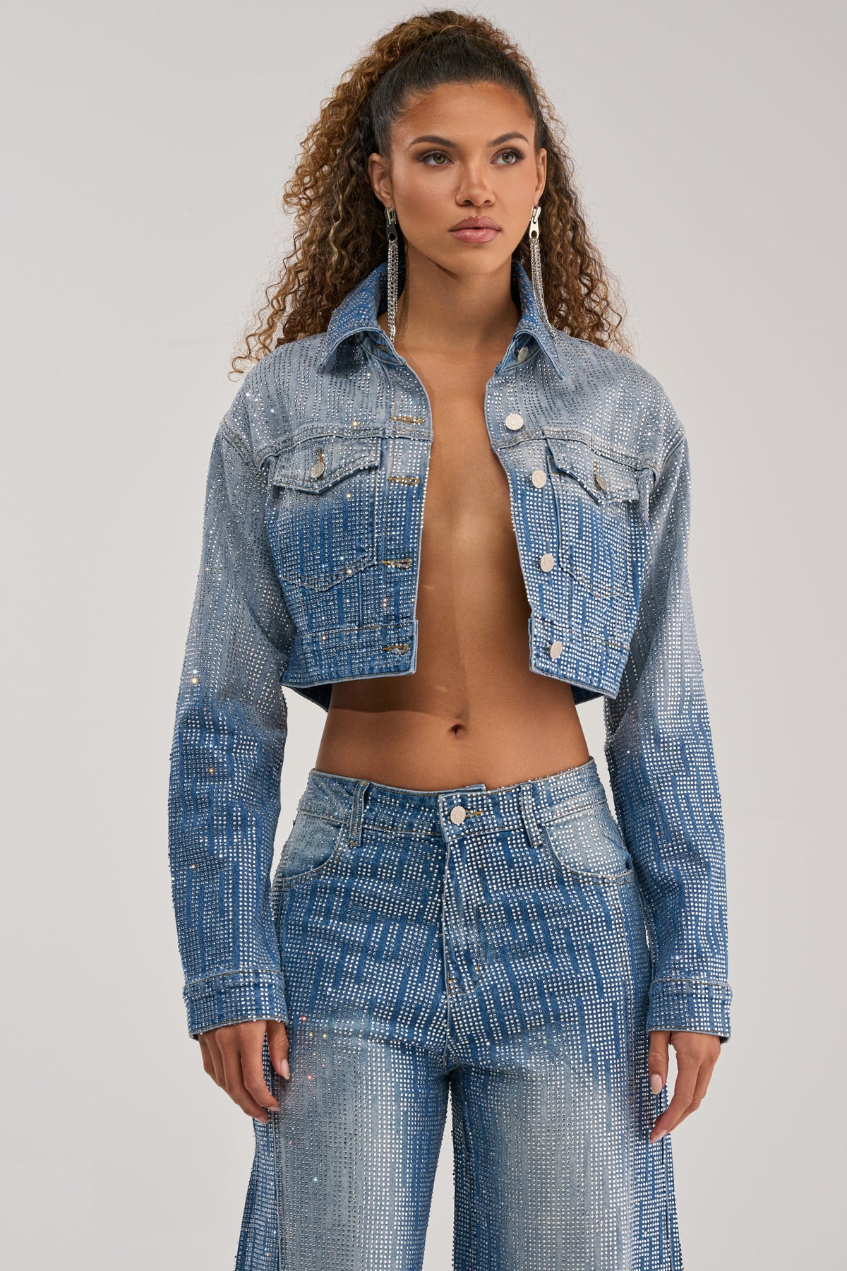 MIND SPINNING EMBELLISHED DENIM JACKET