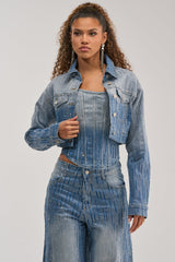MIND SPINNING EMBELLISHED DENIM JACKET
