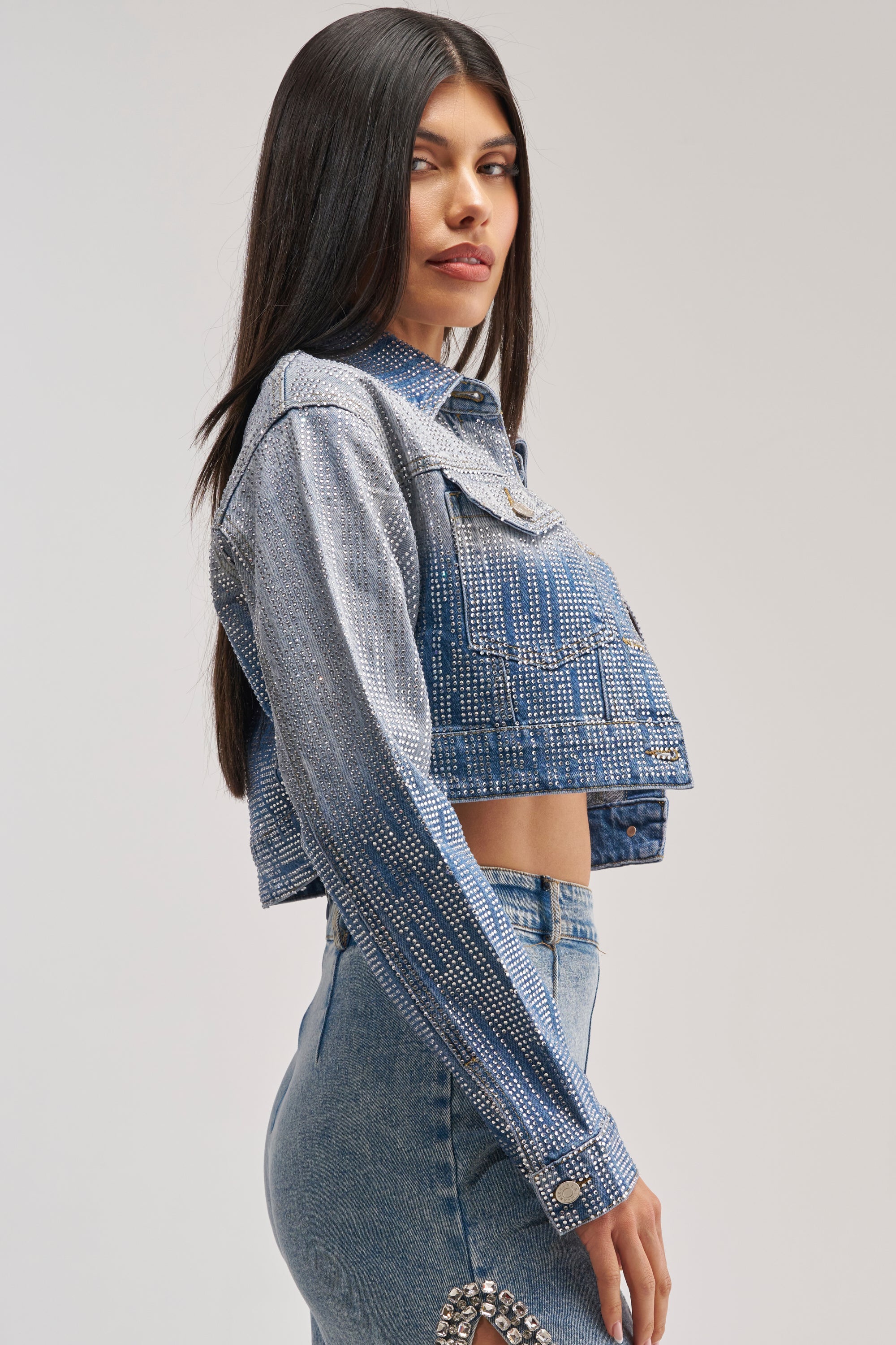 MIND SPINNING EMBELLISHED DENIM JACKET