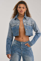 MIND SPINNING EMBELLISHED DENIM JACKET