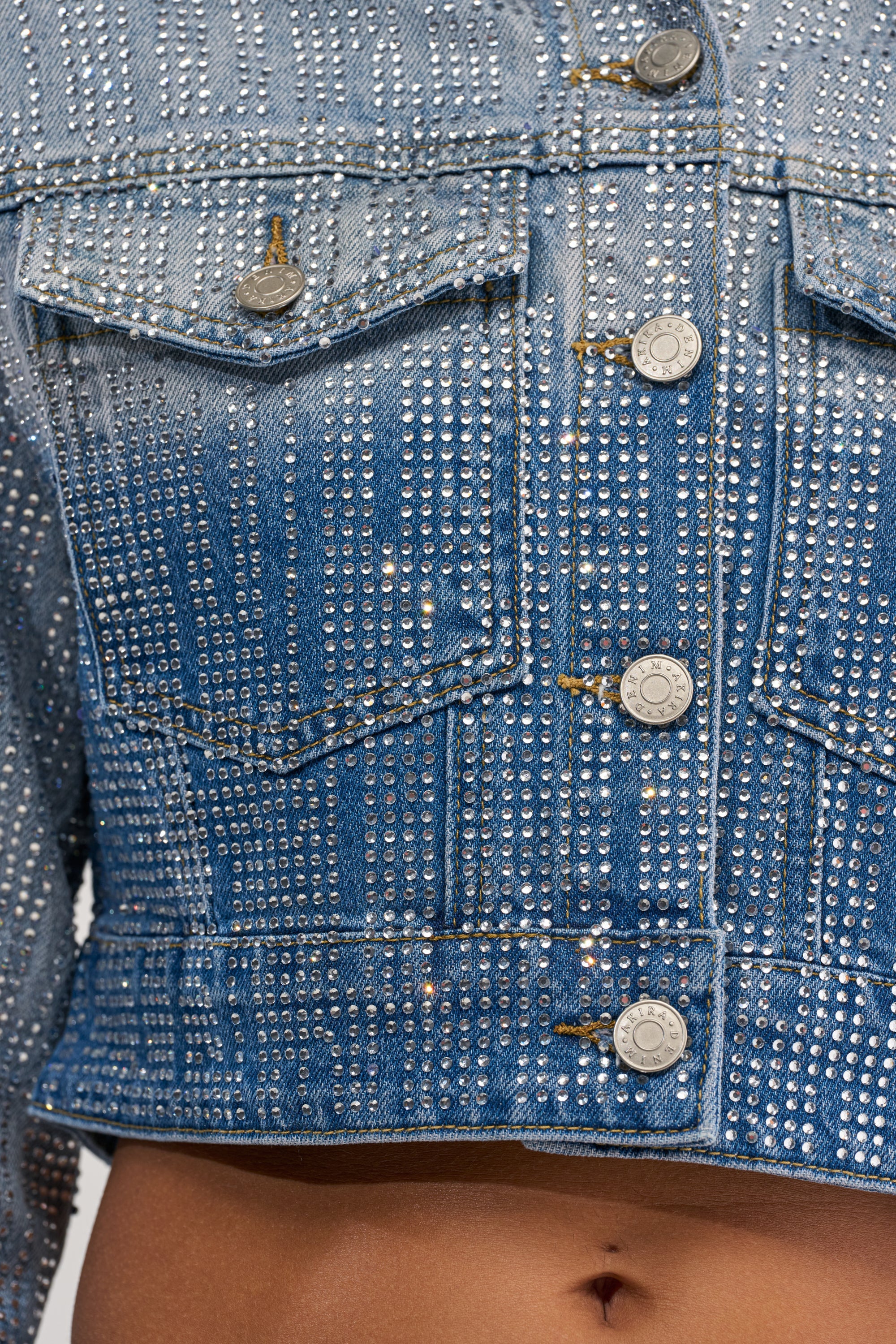 MIND SPINNING EMBELLISHED DENIM JACKET