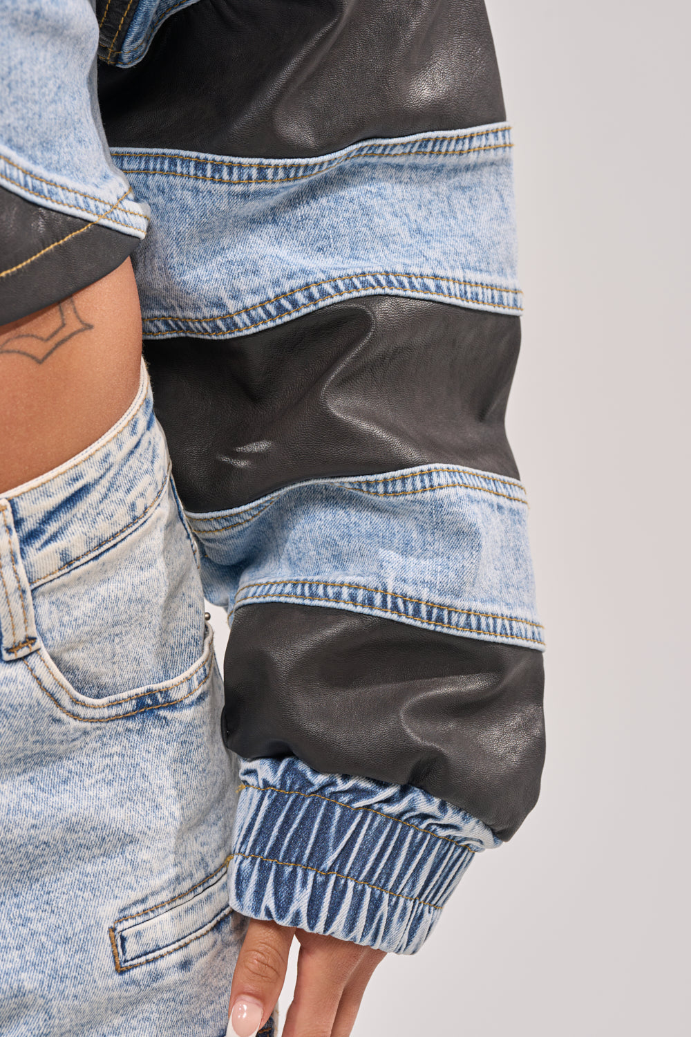 DISILLUSIONED DENIM PU TOP