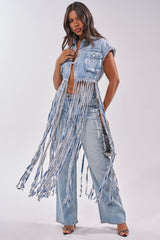 ROCK ON DENIM FRINGE TOP