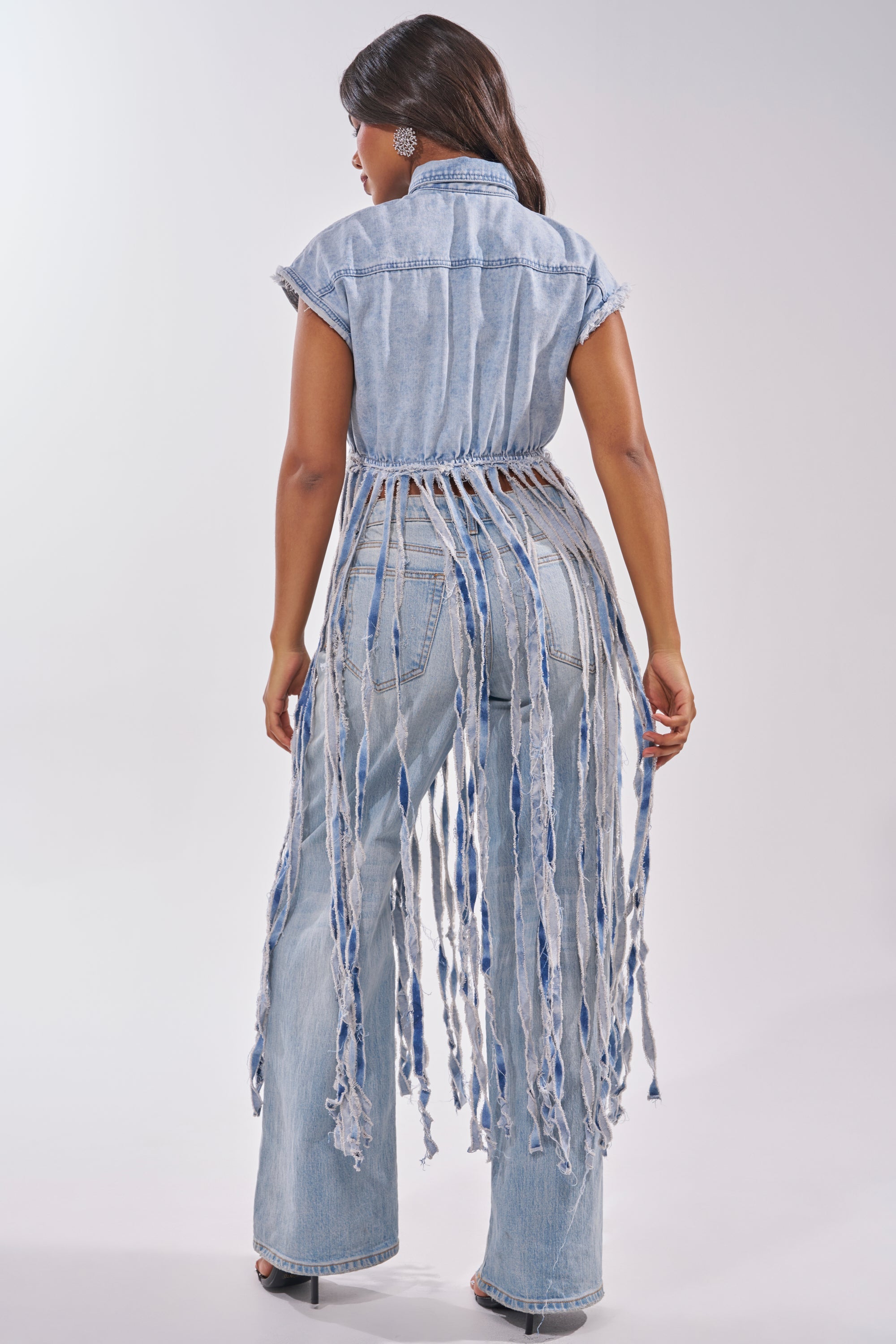 ROCK ON DENIM FRINGE TOP