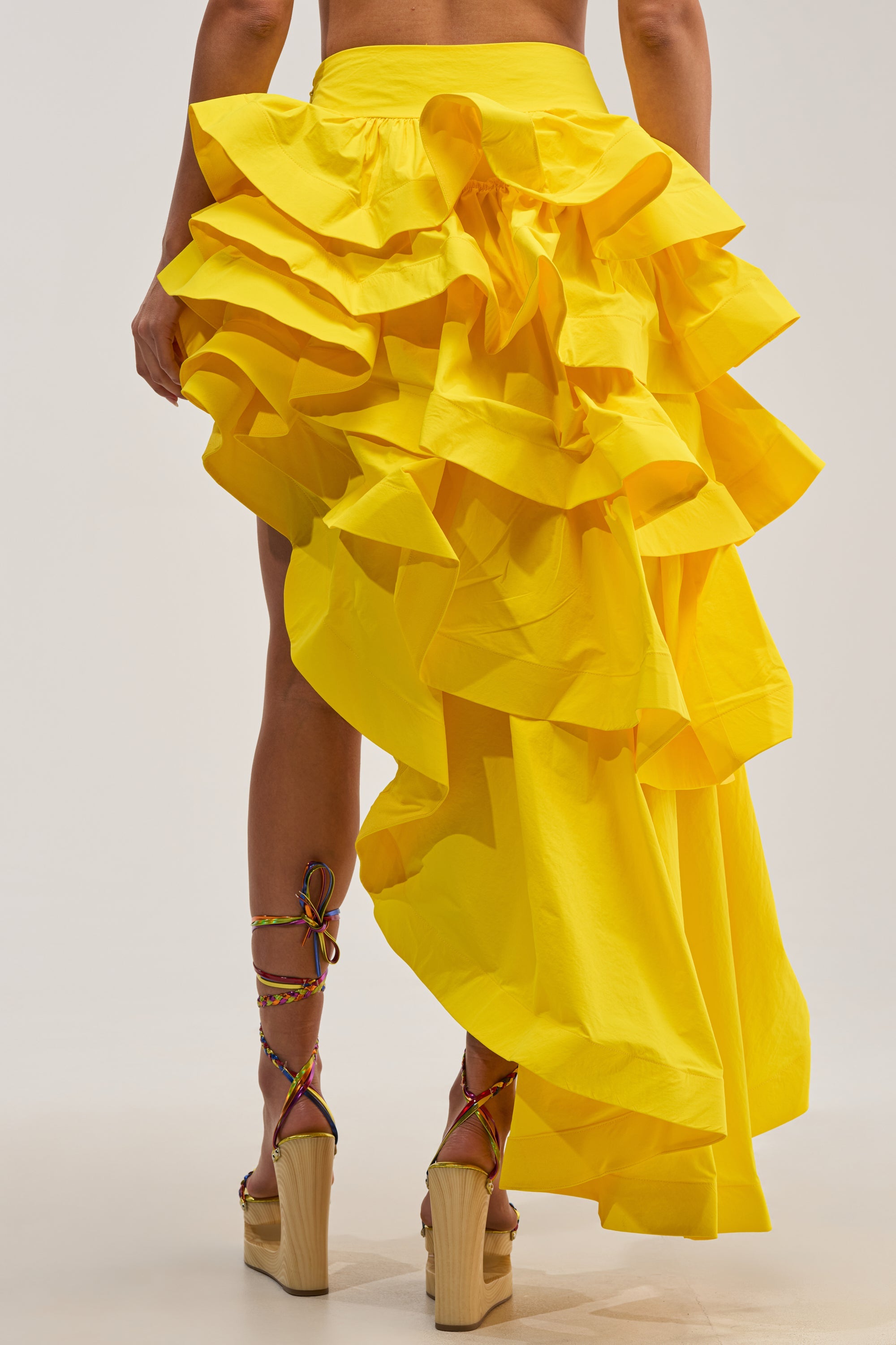 ELEGANT QUEEN ASYMMETRICAL SKIRT IN YELLOW