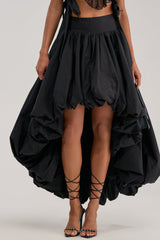 THE BIGGER THE BETTER HIGH LOW MAXI SKIRT IN BLACK