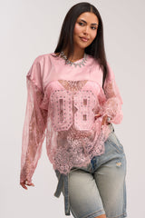 GIRLS ARE PLAYERS TOO LACE JERSEY TOP