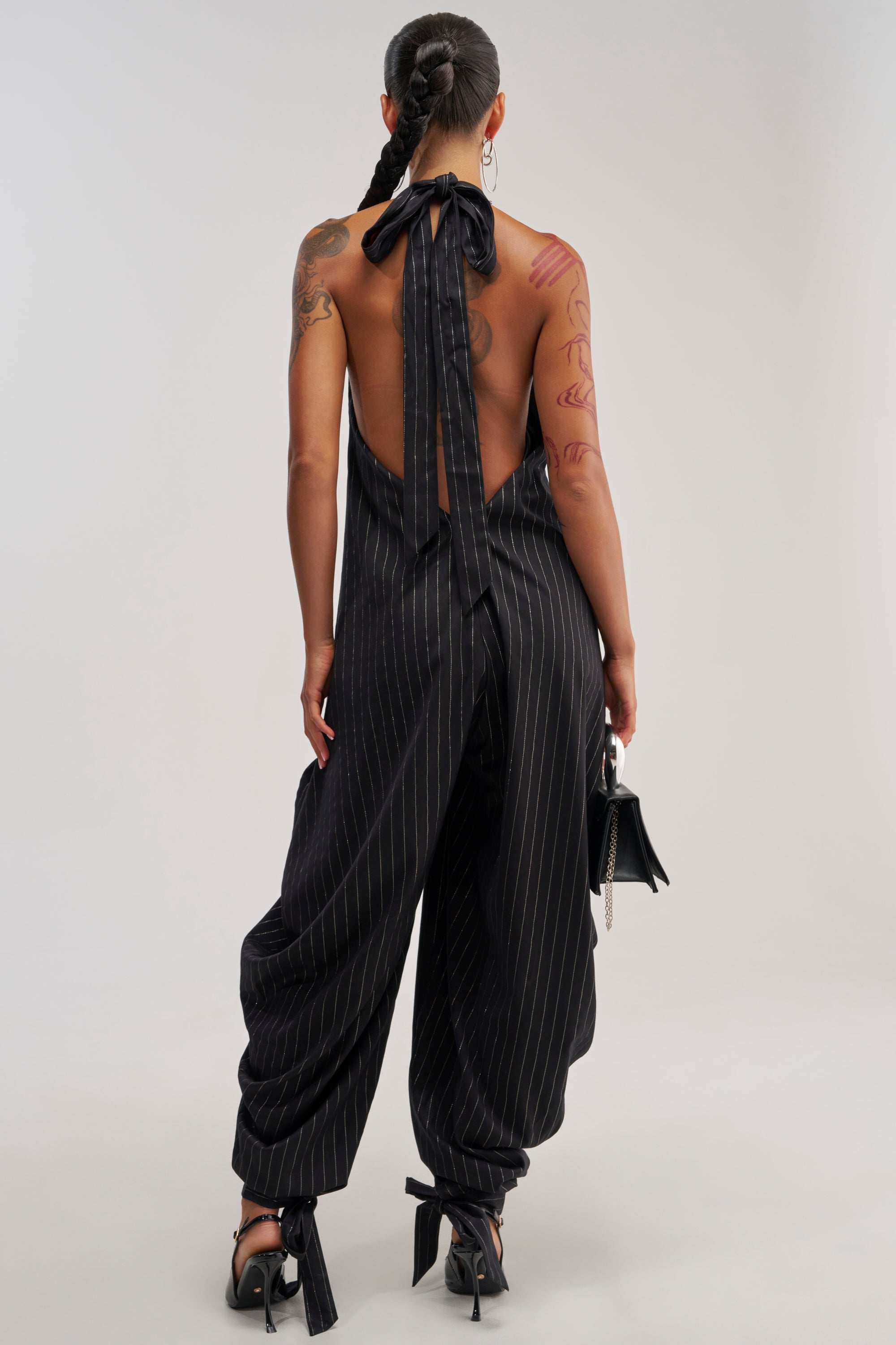 READY FOR BUSINESS PINSTRIPE JUMPSUIT