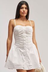 AUGUST HEAT POPLIN MINI DRESS IN WHITE