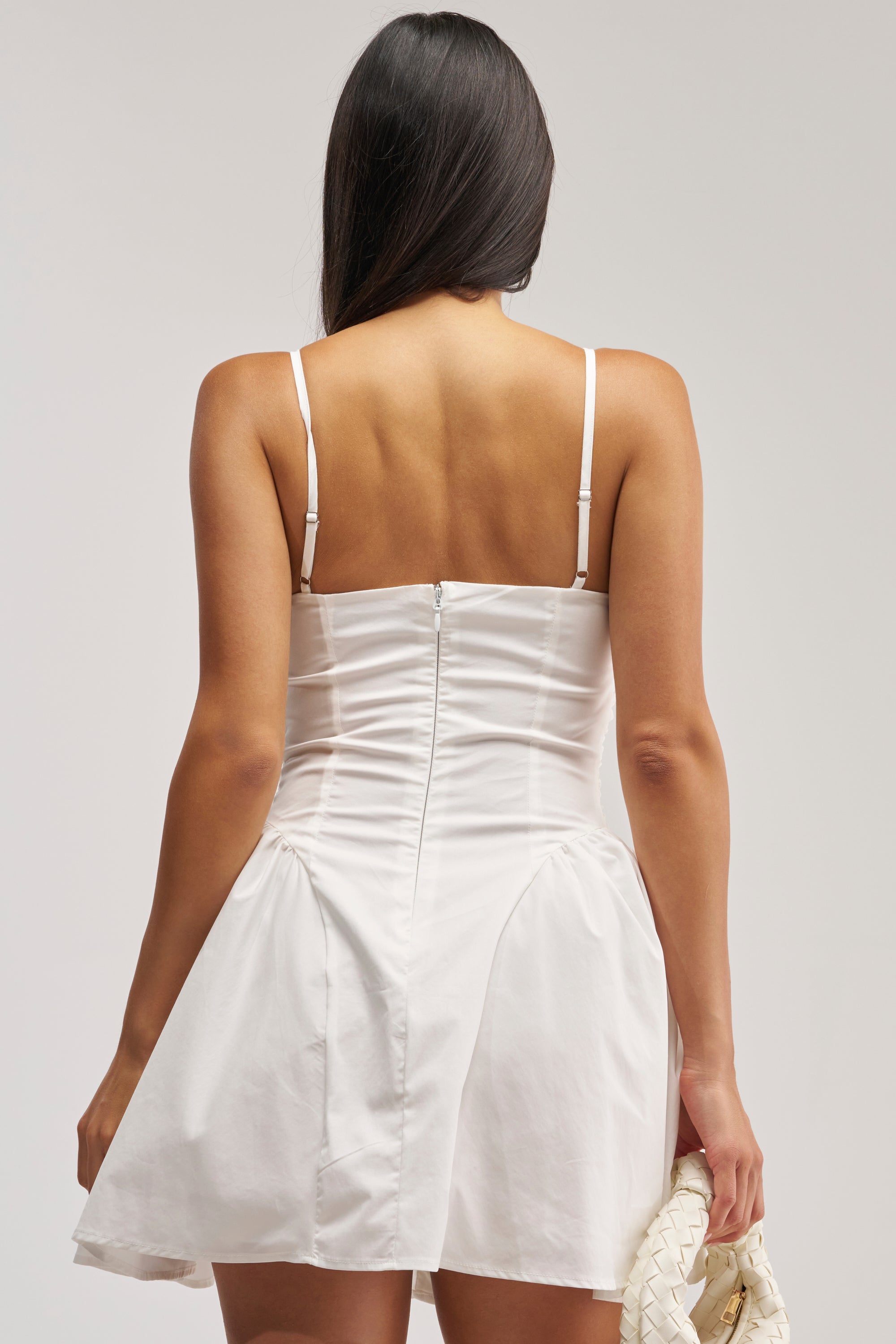 AUGUST HEAT POPLIN MINI DRESS IN WHITE