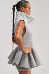 LOTTIE NEOPRENE PEPLUM VEST IN HEATHER GREY